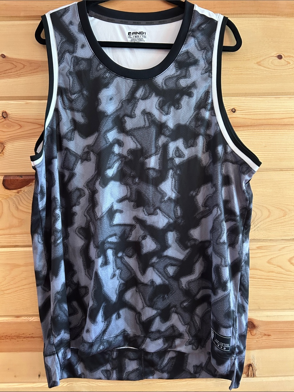 Men’s AND1 Black and Gray Mesh Basketball Tank, Size XL